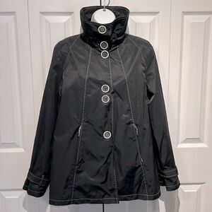 Kristen Blake Black Water Repellent Button Up Jacket Size M